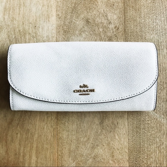 Coach Handbags - COACH Foldover Wallet Cream Gold Full Zipper 8"x4"